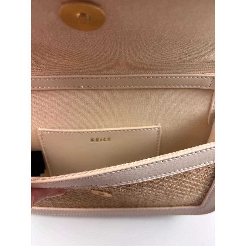 Reiss Lexi Raffia White Gold Chain Shoulder Bag - Picture 10 of 12